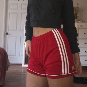 Red Adidas shorts